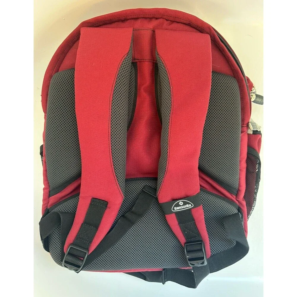 Samsonite Red/Gray Travel Backpack Three Zippered Compartments, Padded Straps